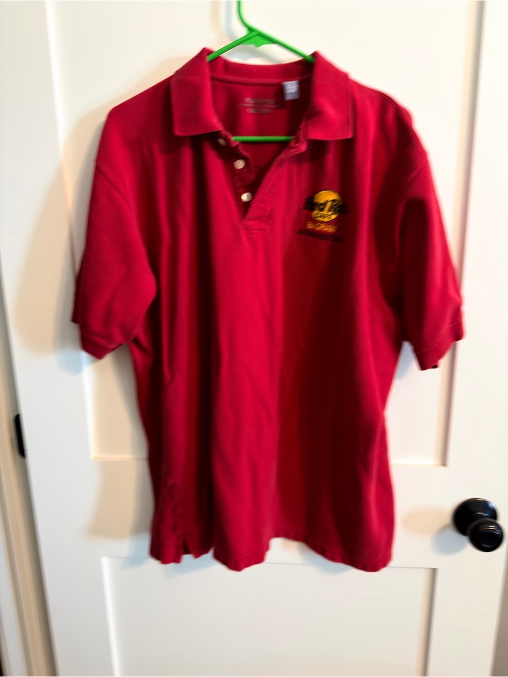 Hard Rock Cafe Red Polo Shirt with Embroidered Logo